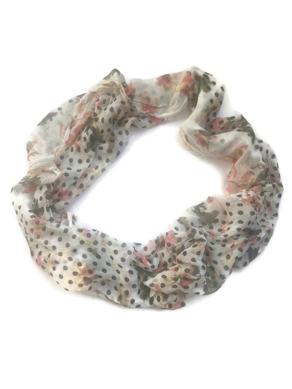 Simply Vera Vera Wang Sheer Infinity Loop Scarf Floral Polka Dots Watercolor OS